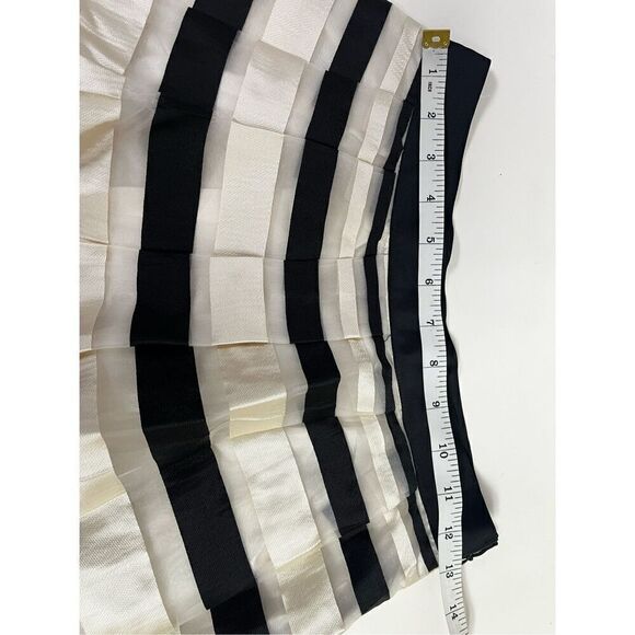 Moon Womens Lined Organza Circle Midi Skirt White Black Striped Sz S - Picture 13 of 15